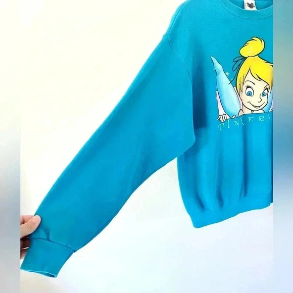The Disney Catalog Vintage 90s Tinkerbell Teal Crewneck Sweatshirt Size Medium - Picture 3 of 14